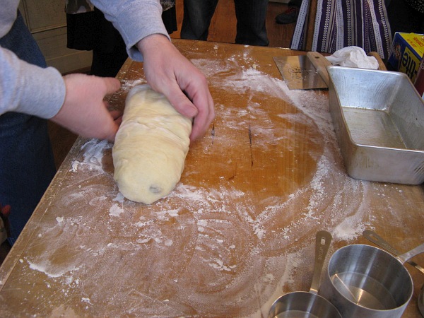 Shaping the dough.