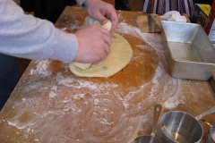 Shaping the dough.